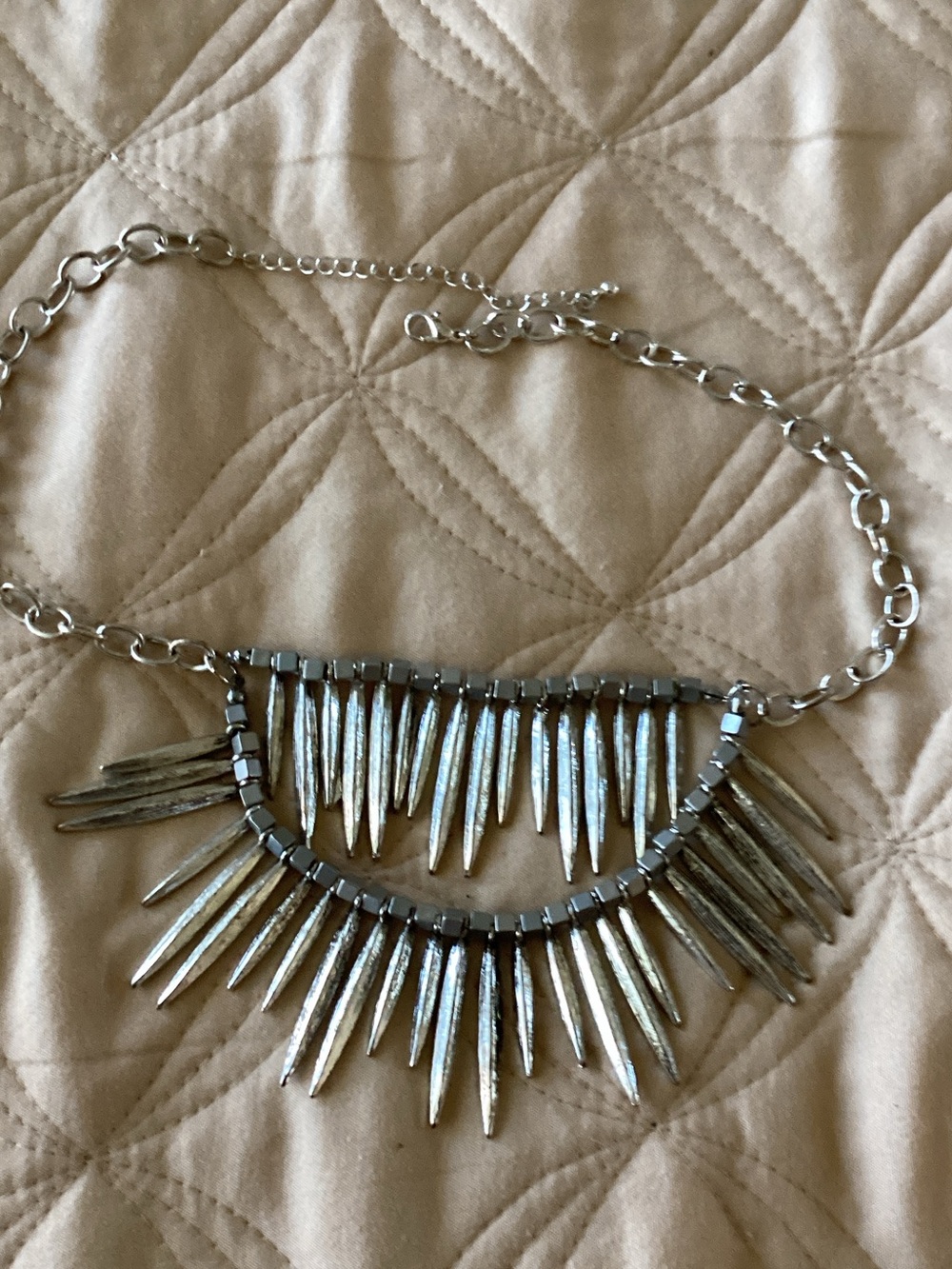 Silver Spike Statement Necklace - Women Jewelry